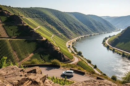 Vignobles en terrasses dominant la rivière Moselle