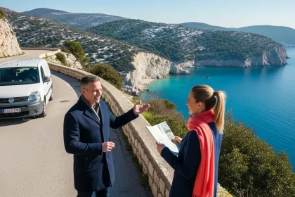 Route côtière en Croatie avec van en hiver