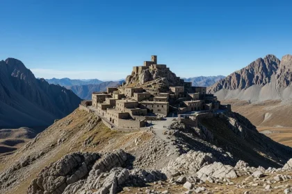 Village bosnien isolé sur un plateau montagneux