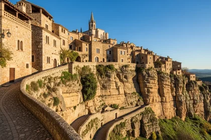 Village médiéval perché sur des falaises ocre